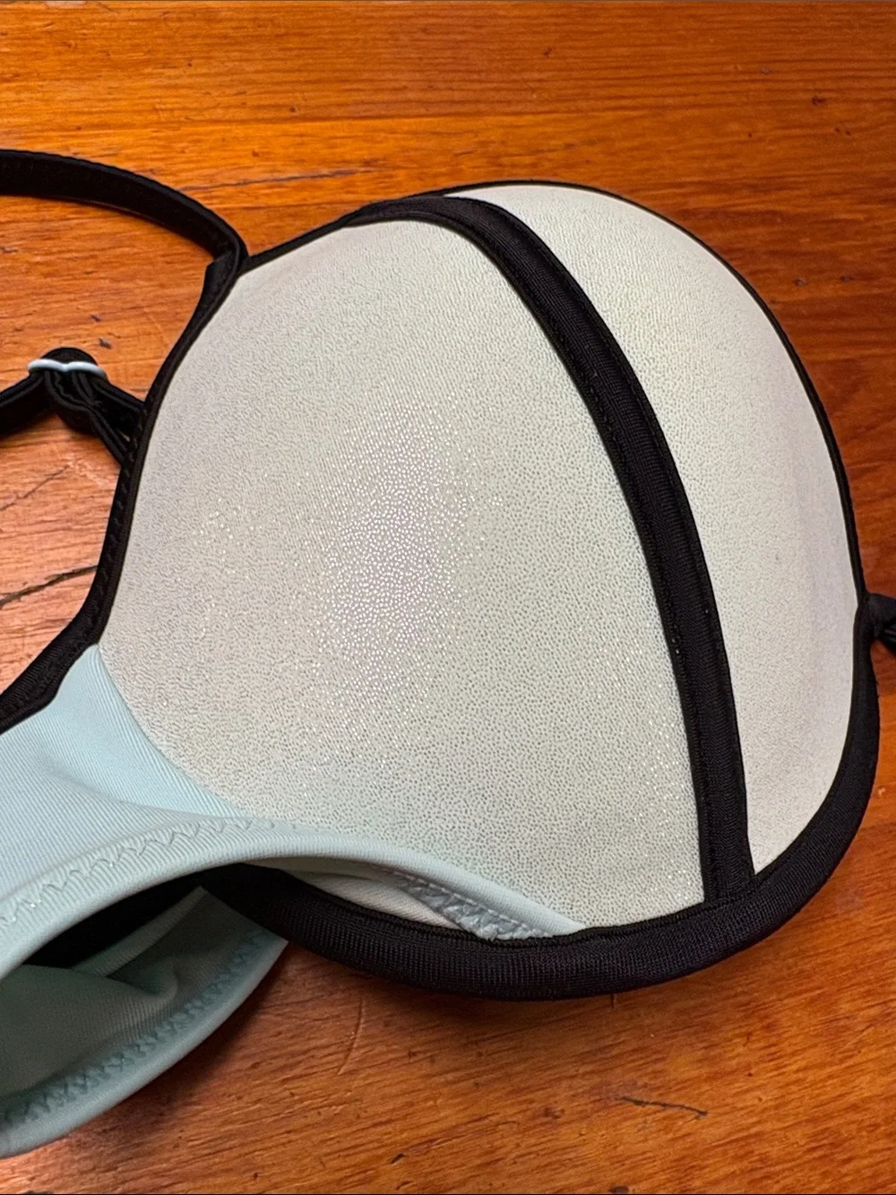 Victoria's Secret Light Aqua Bikini Top with Black Trim